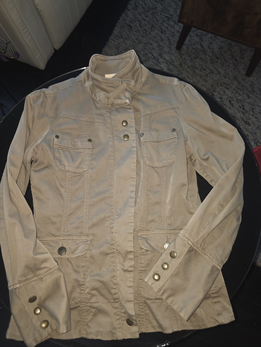 DKNY Taupe Utility Faux-Military Jacket